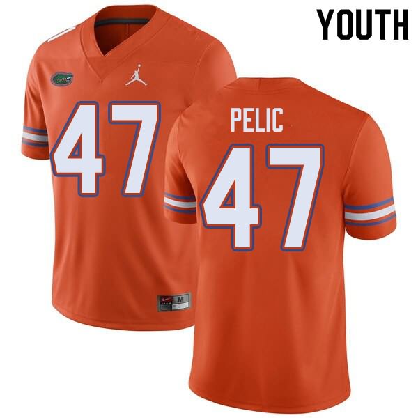 Youth NCAA Florida Gators Justin Pelic #47 Stitched Authentic Jordan Brand Orange College Football Jersey PNN8765AH